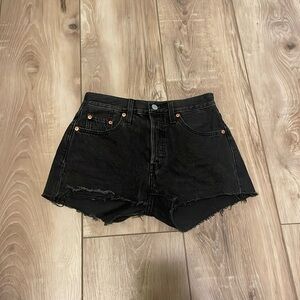 Levi black denim shorts, size 24W